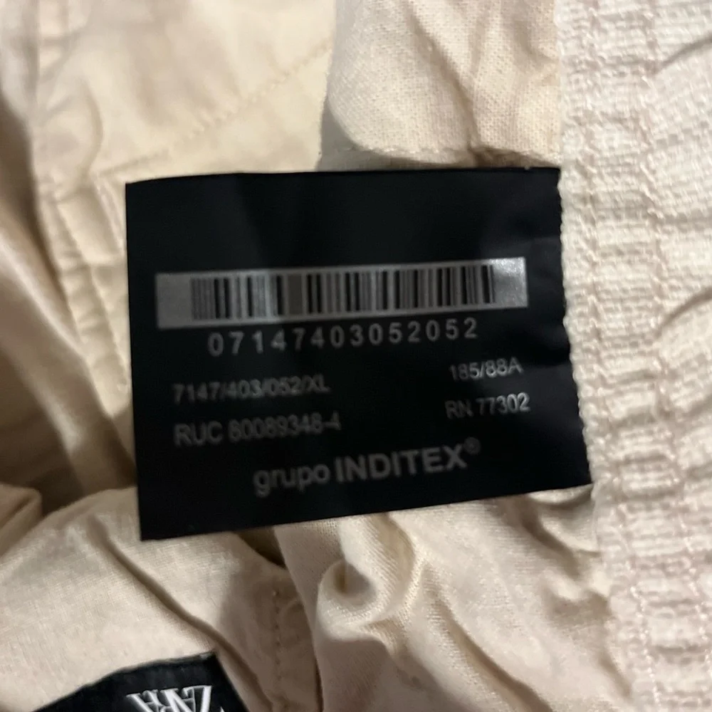 ZARA Relaxed Fit Cream Linen-Blend Drawstring Pants Size XL NWT
